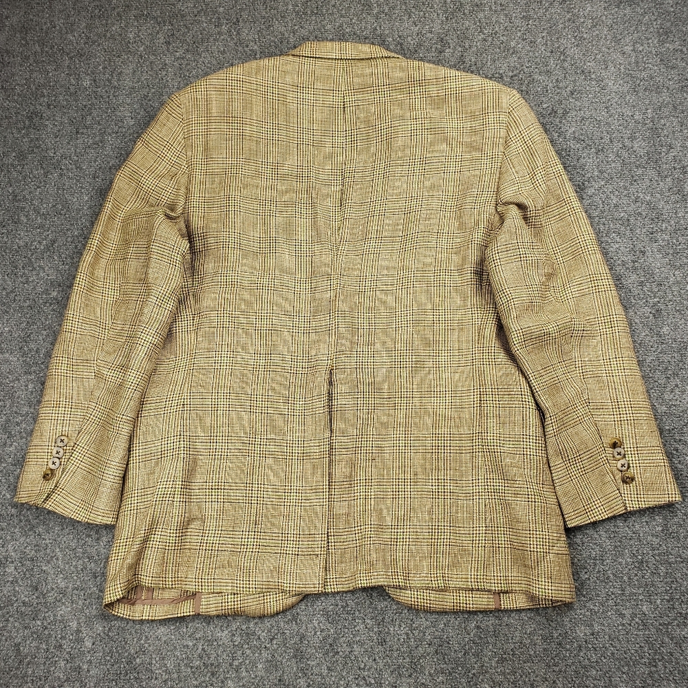 Paul Stuart Blazer Mens 43S Wool Silk Linen Houndstooth Plaid Scottish Tweed - Picture 2 of 14